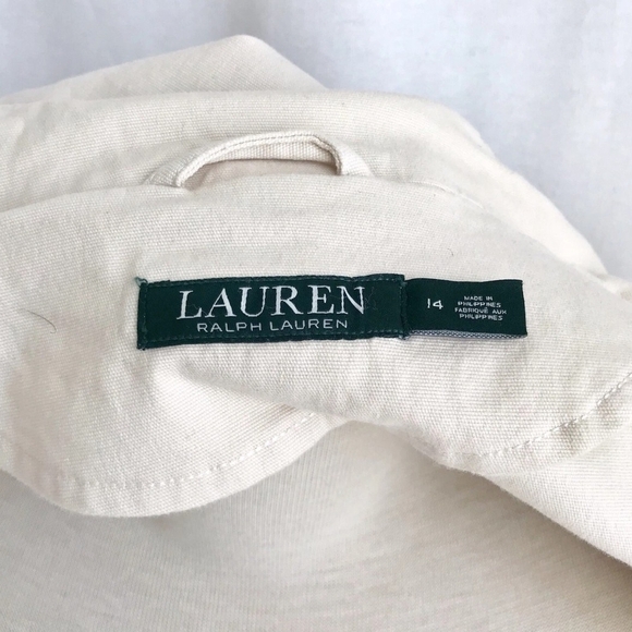 Lauren Ralph Lauren Women’s Green Label Cream Light Jacket Blazer Size 14 - Picture 9 of 10